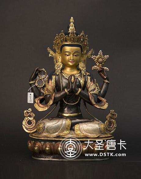 四臂觀音紫銅一尺