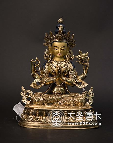 四臂觀音鎏金33cm