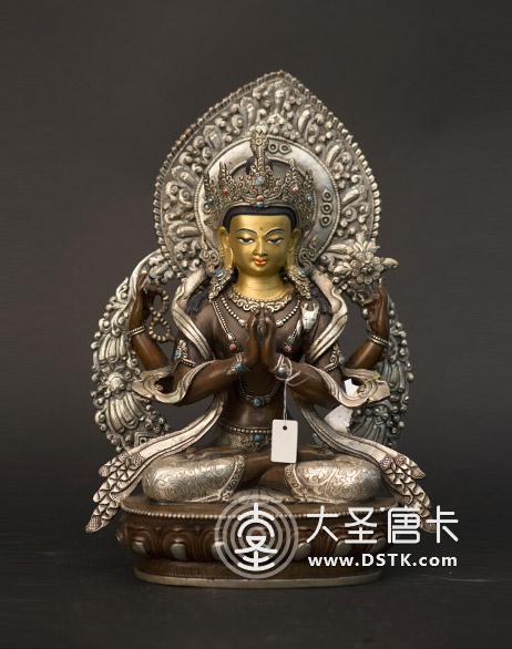 四臂觀音紫銅一尺