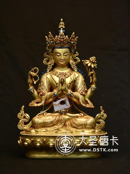 四臂觀音鎏金36cm