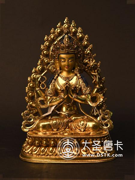 四臂觀音鎏金28cm