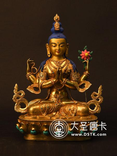 四臂觀音鎏金33cm