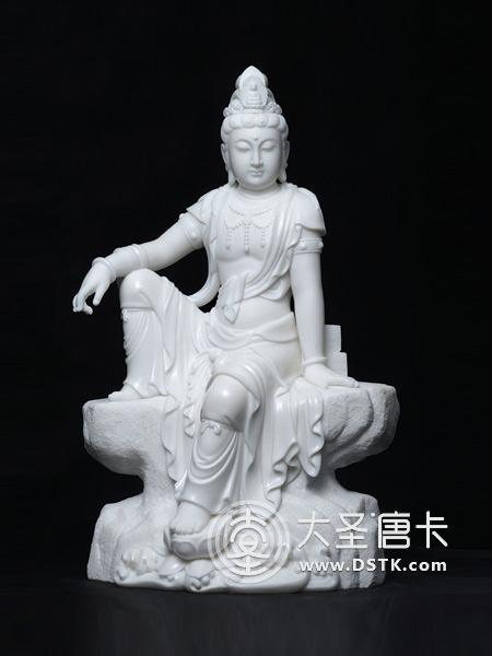 水月觀音漢白玉60cm