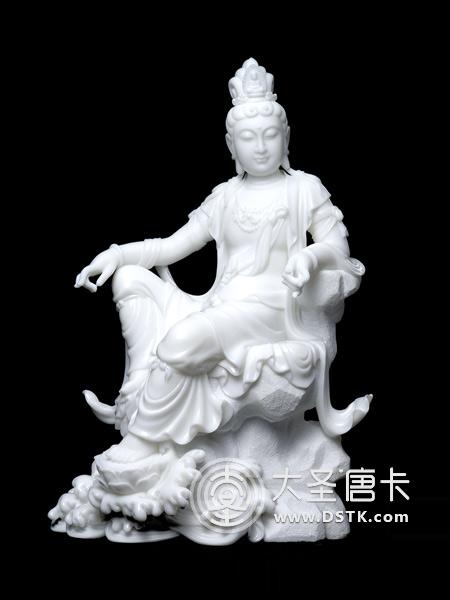 水月觀音漢白玉68cm