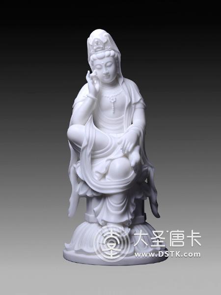 思維觀音漢白玉68cm