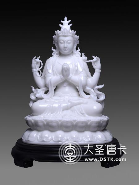 四臂觀音漢白玉50cm
