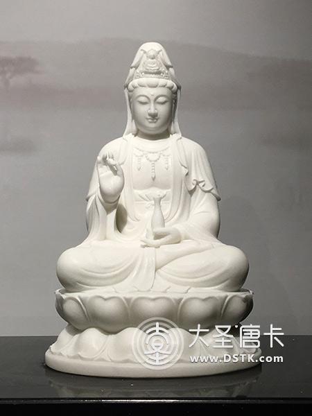 坐蓮觀音漢白玉48cm