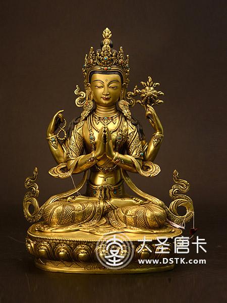 四臂觀音鎏金40cm