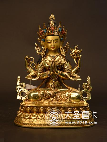 四臂觀音鎏金33cm