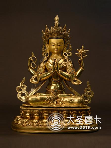 四臂觀音鎏金50cm