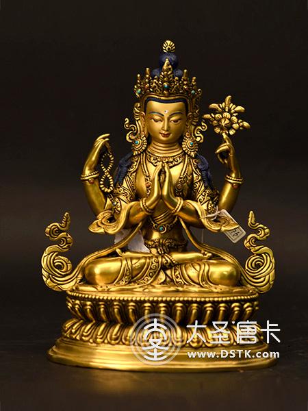 四臂觀音鎏金23cm