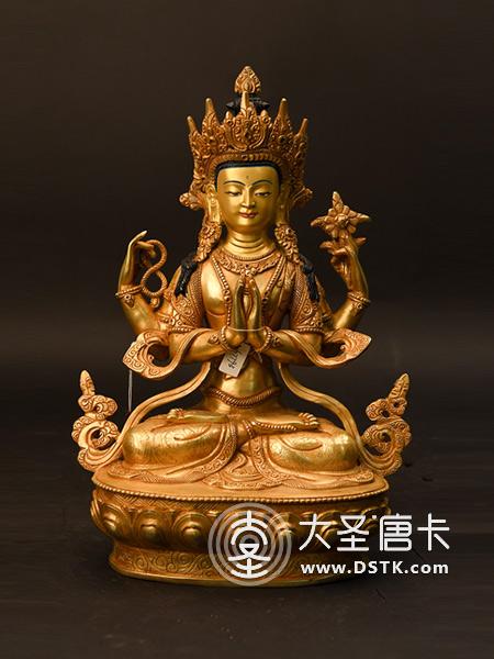 四臂觀音鎏金33cm