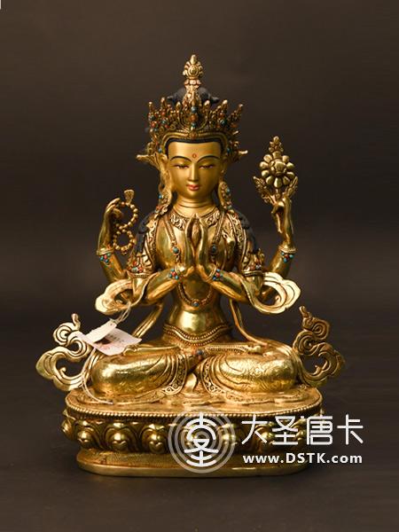 四臂觀音鎏金33cm