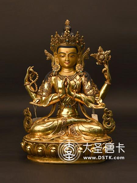 四臂觀音鎏金33cm