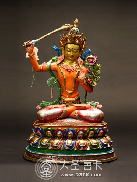 文殊菩薩彩繪40cm