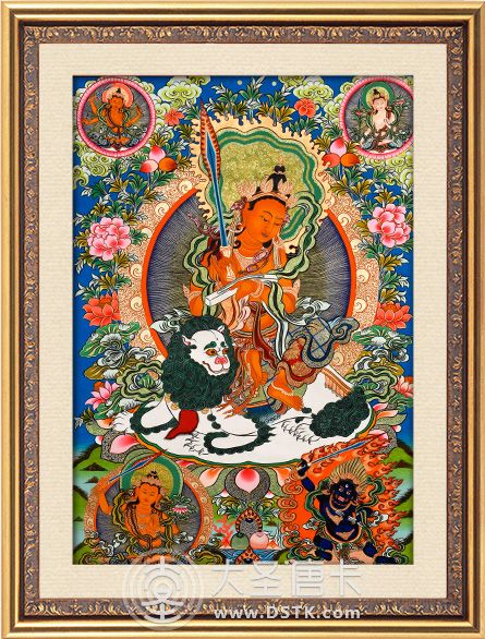 騎獅文殊菩薩彩唐