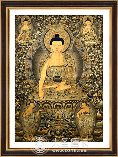 釋迦牟尼佛黑金唐卡