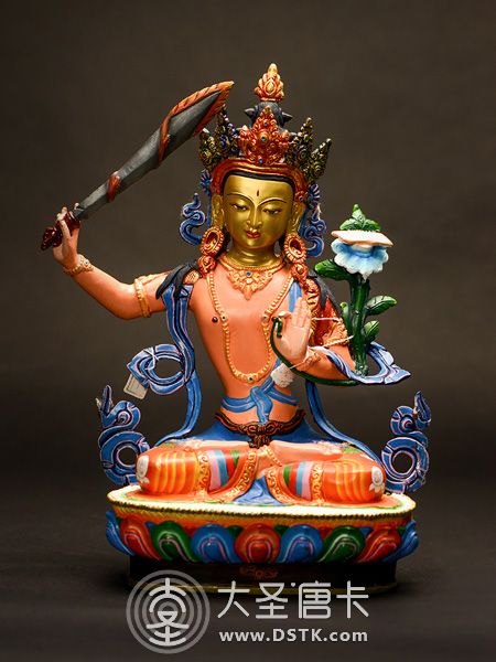 文殊菩薩彩繪33cm