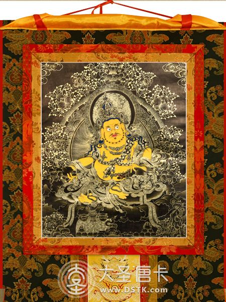 黃財神黑金唐卡