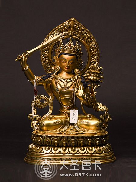 文殊菩薩鎏金28cm