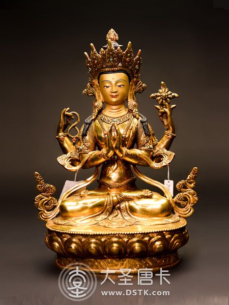 四臂觀音鎏金33cm