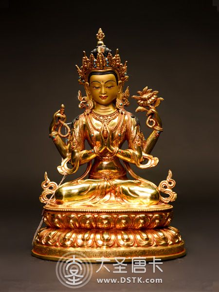 四臂觀音鎏金33cm