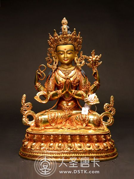 四臂觀音菩薩鎏金33cm