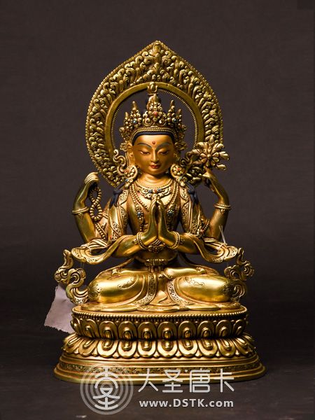 四臂觀音鎏金28cm