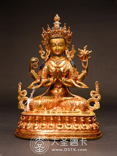 四臂觀音鎏金33cm