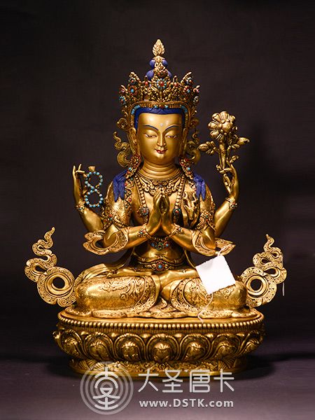 四臂觀音鎏金45cm