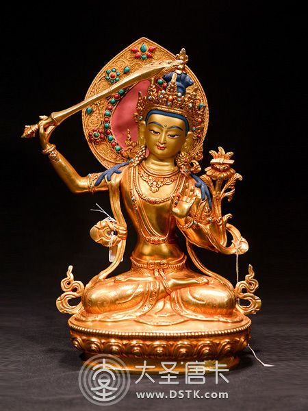 文殊菩薩背光鎏金33cm