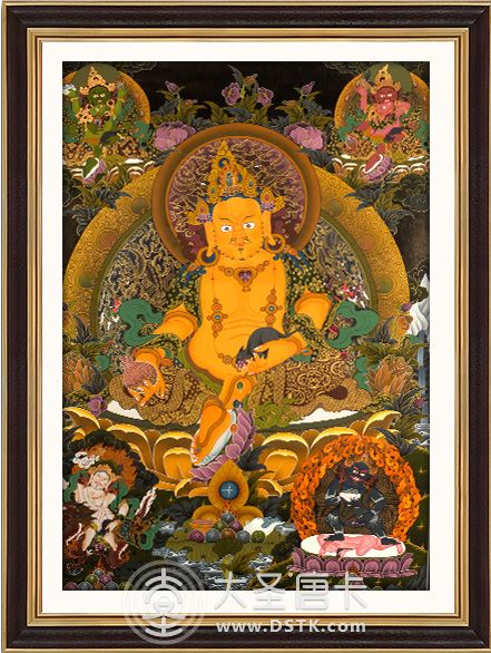 黃財神黑金唐卡
