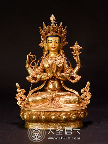 四臂觀音鎏金33cm