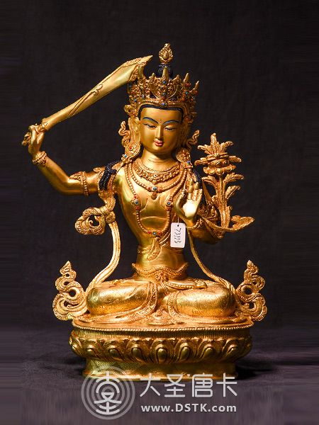 文殊菩薩鎏金33cm