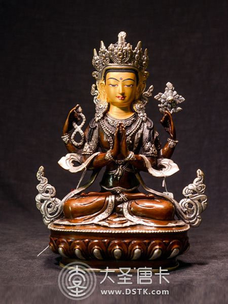 紫銅33cm四臂觀音