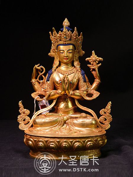 四臂觀音鎏金33cm