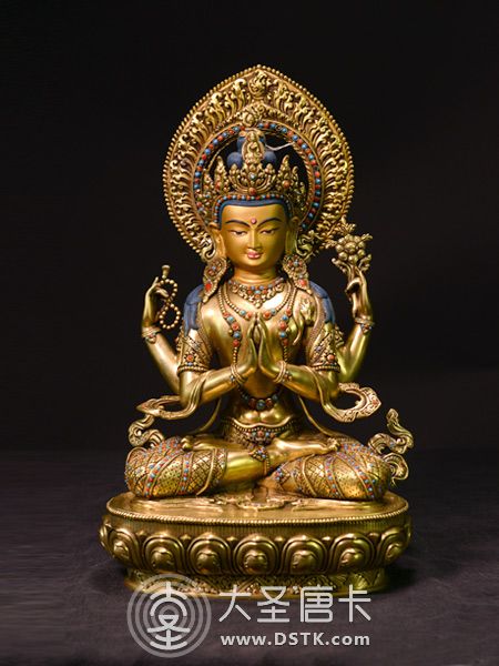 四臂觀音鎏金40cm