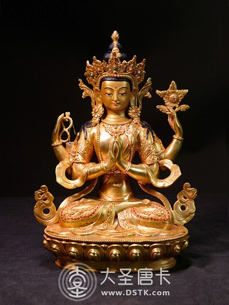 四臂觀音鎏金33cm