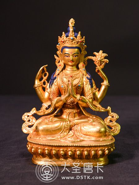 四臂觀音鎏金23cm