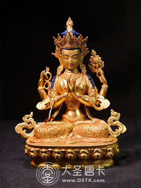 四臂觀音鎏金33cm