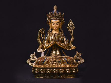 四臂觀音鎏金36cm