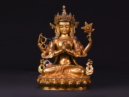 四臂觀音鎏金33cm