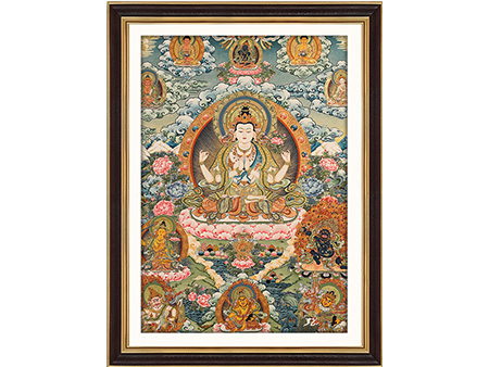 彩唐四臂觀音109*79cm