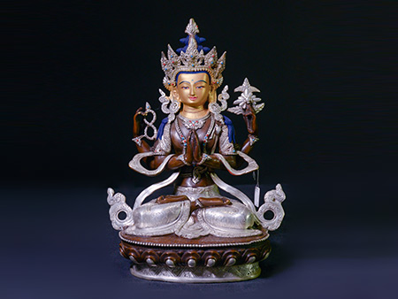 鎏銀四臂觀音33cm