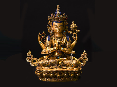 四臂觀音鎏金精品46cm