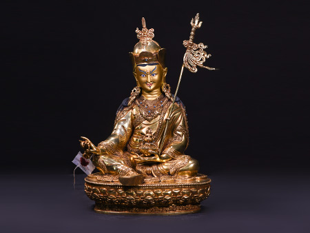 尼泊爾佛像蓮花生大師33cm鎏金