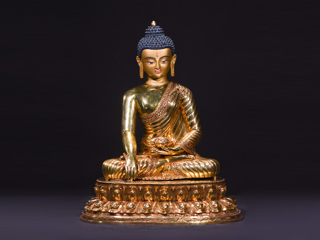 尼泊爾佛像釋迦牟尼佛45cm鎏金