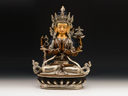 四臂觀音33cm紫銅