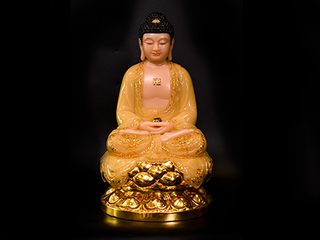 釋迦牟尼佛48cm玉黃鑲金
