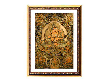 黃財神黑金唐卡70*100cm